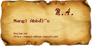 Mangl Abbás névjegykártya